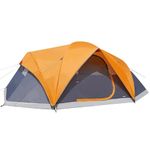 Amazon Basics Dome Camping Tent with Rainfly and Carry Bag, 3-Season Waterproof Easy Set-Up Tent, 8 Person, Orange/Grey