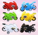 NeoKiddo Toys Neoinsta Set Of 6 Mini Racing Bikes Toys For Kids & Toddlers | Pull Back Mini Motorcycles With Two Wheels | Colorful Pack Of 6 Motorcycle Toys For Boys & Girls, Assorted