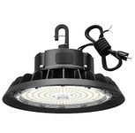 LED High Bay Light 100W G GJIA 14000LM (Eqv. to 400W HPS/MH) 5000K 1-10V Dimmable, 5' Cable with 110V Plug Ring Hook Safe Rope ETL Listed UFO High Bay LED Light Fixture for Factory Warehouse Workshop