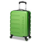 SwissGear Signature Hardside Small Carry-On Luggage — Lightweight Carry-On with a Built-In Cupholder and 4 Spinner Wheels — Lime Green,19-inch