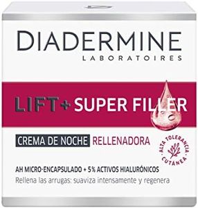 Diadermine Lift+ Super Rellenador Crema de Noche, con Micro Cápuslas de Ácido Hialurónico, para Pieles Maduras, Acción Antiarrugas, 50 mililitros