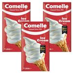 Comelle Ice Cream Mix Vanilla Soft Serve 1L Pack of 3 Instant Ready to Freeze UHT Long Life Dairy Skimmed Milk Sundea Mouse Dessert Shake with Welari Thank You Card | (3pack) (3L)