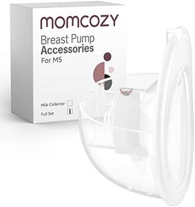 Momcozy Full Set Collector Cup Only Compatible with Momcozy M5 NOT for Others. Original M5 Breast Pump Replacement Accessories (160ml, with Double-Sealed Flange 24mm)