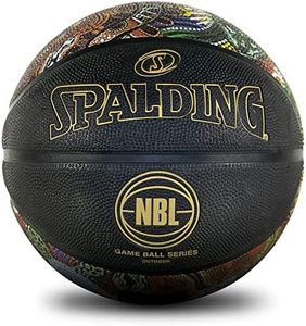 Spalding NBL Game Ball Series Outdoor Replica Indigenous Basketball, Black, Size 6