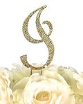 Crystal Rhinestone Covered Gold Monogram Wedding Cake Topper Letter I