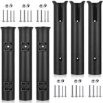 6 Pcs Fishing Rod Holder Bracket Portable Boat Side Mount Tool Holder Tube Wall Mounted Fishing Pole Holders Fishing Rod Rack with Screws for Boat Kayak Fishing Cooler Trailer, Black