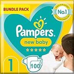 Pampers New Baby Size 1, 2 x 50 Nappies, 2kg-5kg, Monthly Box, Pack of 2