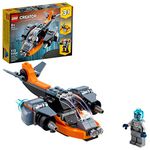 LEGO Creator 3 in 1 Cyber Drone Space Toys, Transforms from Drone to Cyber Mech or Cyber Scooter, Space Toy Building Set, Gift for 6 Plus Year Old Kids, Boys, and Girls, 31111