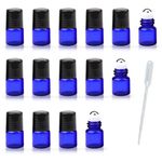 Essential Oil Roller Bottles 1ml 1/4 Dram 2ml 5/8 Dram (Cobalt Blue, Pack of 24) - Stainless Steel Roller, Opener Pipette Included - Glass Roller Bottles for Essential Oils (1ML Blue Bottle)