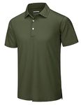 TACVASEN Men's Shirts Casual Hiking Golf Polo Quick Dry 3 Buttons Solid Summer Shirts Army Green M