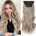 Xtrend 16Inch Long Wavy Hair Extensions Clip in Hair Extensions Synthetic Hair pieces for Women Girls 4PCS Full Head Set Thick Curly Wavy Synthetic Hair Extensions(88H86)