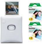 Fujifilm Instax Square Link Wide Instant Printer (White) Bundle with Instax Camera Film Twin Pack 40-Exposures (3 Items)