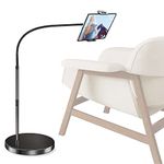 elitehood Aluminum iPad Stand Floor, 360 Swivel Tilt iPad Stand for Bed Lying Down, Adjustable Gooseneck iPad Floor Stand Holder, Heavy Duty Tablet Stand for iPad Pro, iPad Air & More 4.7-13in Tablet