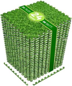 Sorbus Grass Foam Floor Tiles - 24 Interlocking Mats of 24"X24” Total of 96 Sq Ft for Kids Outdoor Toys, Playroom, Deck, Patio, Basement Home Gym - Artificial Carpet Grass Turf Indoor Outdoor Flooring