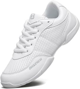 FUQIAO White Cheerleading Shoes for Girls Lightweight Competition Cheer Shoes Kids Dacne Sneakers, White 4 Big Kid
