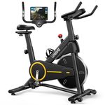 UREVO Exercise Bike with Heavy Flywheel, Magnetic Resistance stationary bike with Comfortable Seat Cushion, Indoor Cycling Bike with iPad Holder and LCD Monitor for Home