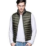 Packable Down Gilet Men Lightweight Ultra Light Down Vest Men Padded Gilet Body Warmer Mens Quilted Gilet Men Puffer Gilets Sleeveless Puffer Jacket Men Puffer Vest Filled Puffa Gilet Army Green 4XL