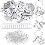 259 Pieces Inspirational Motivational Keychains Charms Bulk Keychains Inspirational Words Charms with Open Jump Rings Key Rings for Various DIY Necklaces, Bracelets
