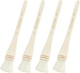 ZYAMY Creative Mark Hake Paintbrush Set 4pcs 1 Inch Professional Soft White Goat Hair Stitch-Tied Brushes for Wash, Background Work,Watercolor and Ceramic Pottery