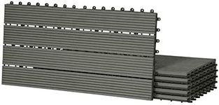 Laneetal 12 Pcs WPC Decking Boards Light Grey Terrace Decking Wood Plastic Composite Interlocking Flooring Weather Resistant 30 x 60 cm (2 m²)