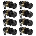 Haidms 8 Pack Matte Black Door Knobs Interior, Privacy Interior Door Knob for Bedroom or Bathroom Classic Black Round Doorknobs Hardware