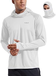 BALEAF Mens Shirt Sun Protection Hoodie Shirt UPF 50+ UV SPF T-Shirts with Mask Rash Guard Fishing Lightweight, 03-White, XX-Large, Long Sleeve