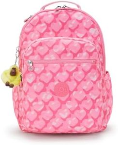 Kipling Seoul L Solid Laptop Backpack Backpack, Adorable Hearts, 12.75''L x 17.25''H x 8''D