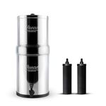 RAMA Gravity Water Filter | 17L Total Capacity (8L Storage) | 304 Grade Stainless Steel Purifier for Home | Includes 2 Carbon Candles & 10-Year Warranty