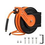 Giraffe Tools Retractable Air Hose Reel 15M, Heavy Duty 3/8" Air Line with 1/4" Quick Connect, Max 300 PSI for Air Tools, Garage, Workshop