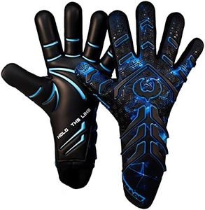 Renegade GK Apex Orion 2.0 Professional Strapless Goalie Gloves | 4mm EXT Contact Grip | Black & Blue Soccer Goalkeeper Gloves (Size 10, Adult, Evo Negative Cut, Level 5.5)