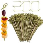 200 Pcs Bamboo Cocktail Sticks Decoration,4.7 Inch Bamboo Fruit Kabob Skewers Food Picks Bamboo Appetizer Cocktail Toothpicks for Barbecue Snacks Events Party Supplies (Bamboo, 200)