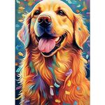 SENQAO Dog Diamond Art Painting Kits, Golden Retriever Diamond Art Kits for Adults, Full Drill Diamond Arts Craft Picture Embroidery Painting by Numbers for Home Wall Decor, 11.8 x 15.7 inch