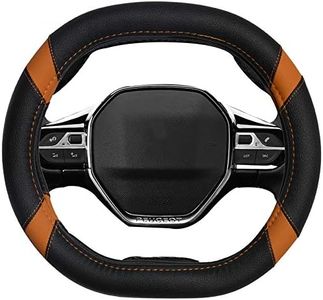 Mayco Bell Microfiber Leather Car Steering Wheel Cover Fit for Peugeot 3008 4008 5008 2016-2019 508 208 2019 e-208 (Black Orange)