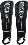 Vizari Malaga Football Shin Pads - Adults & Kids Shin Pads With Superior Ankle Support - Non-Slip Adjustable Straps Shin Pads For Men and Women, Black/White, X-Small