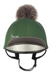 LeMieux Pom Pom Horse Riding Hat Silk in Hunter Green with 4 Way Stretch Fabric Coordinates with Base Layers & Saddle Pads - One Size