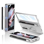 TIANYUE Samsung Galaxy Z Fold 3 Case, Hinged Folding All-Inclusive Z Fold 3 Case with S Pen Holder for Galaxy Z Fold 3 5G Cover Case Silver