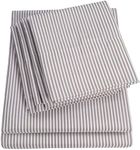 Queen Sheets Stripe Grey - 6 Piece 1500 Supreme Collection Fine Brushed Microfiber Deep Pocket Queen Sheet Set Bedding - 2 Extra Pillow Cases, Great Value, Queen, Classic Stripe Gray