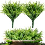 10PCS Fake Fern Outdoors - Ferns Artificial Plants for Outdoor Ferns That Look Real Boston Faux Fern Stems Indoor Nearly Natural UV Resistant Outdoor Plants Artificial for Porch Greenery Decor