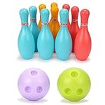 Yolluu Kids Bowling Sets,Indoor Outdoor Bowling Skittles Game for 3 4 5 6 Years Boys Girls 10 Bowling Pins 2 Balls