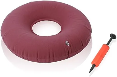 Dr. Frederick’s Original Donut Pillow - 15" Inflatable Donut Cushion for Tailbone Pain Relief - Seat Cushion for Hemorrhoids, Bed Sores, Prostatitis - Red