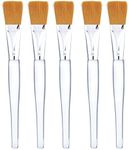 Facial Mask Brush Makeup Brushes Cosmetic Tools with Clear Plastic Handle, 5 Pack (Silver with Yellow Brush)