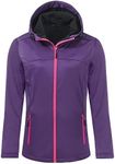 USHARESPORTS Softshell Jacket Women Fleece Lined Lightweight Jacket Waterproof Coat with Hooded Outdoor Hiking PURPLE XL
