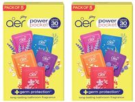 Godrej aer Power Pocket Bathroom Freshener – Assorted Pack of 10 (50g) |Gel Lasts up to 30 days | Germ Protection