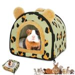 Flow fire Guinea Pig Bed, Warm Guinea Pig House, Pet Tent Cave Bed with Removable Pad, Winter Small Animal Hideout for Guinea Pig, Hamsters, Hedgehog, and Chinchilla (Green)