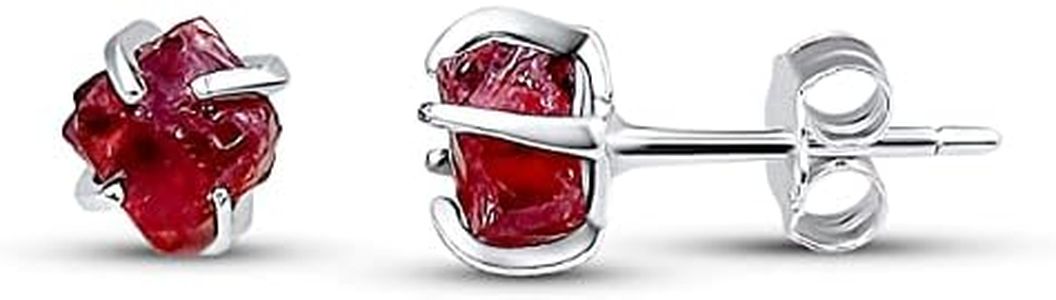 real raw garnet stone tiny 4 to 6mm stud earrings with solid 925 sterling silver january birthstone gift for her niece daughter mom Uniquelan Jewelry (garnet)