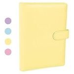 falllea A5 PU Leather Ring Binder, Refillable 6 Round Ring Binder Cover, Business Notebook Binder Notepad and Meeting Notebook, Travel Writing Notebook Diary Binder Cover(Yellow)