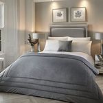 SOIREE - Luxury Grey Velvet Bedspread (220cm x 150cm) - Soft Touch & Heavy Weight - Slate Grey Bedspread - Grey Quilted Bedspread - Velvet Quilt Cover - Grey Bedding - Melanie Collection