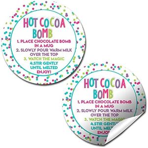Confetti Pink & Purple Polka Dots Hot Cocoa Bomb Packaging Sticker Labels, Total of 40 2" Circle Stickers by Amanda Creation
