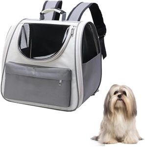 AWOKZA Cat Backpack Carrier Foldable Breathable Pet Carrier Washable Pad & Mesh Window Dog Carrier Backpack for Large Big Cats Hiking, Travelling, Camping, (Grey)