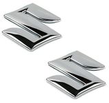 Uniqon Set of 2 Pcs (Medium Size) Universal Chrome Finish/Plated Badge S Logo/Decal Emblem 3D Adhesive Monogram Water Resistance Sticker for Maruti Suzuki All Cars